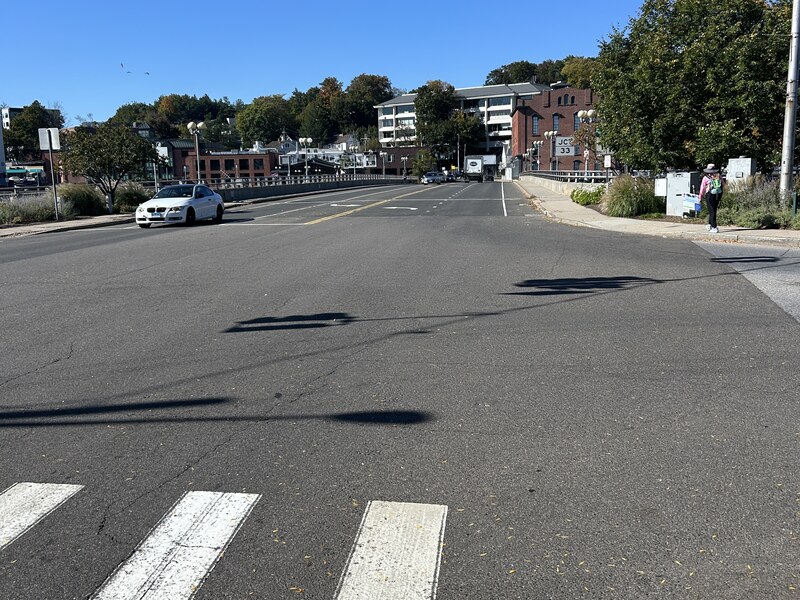 Downtown Westport View West over the Ruth Steinkraus Cohen Bridge.