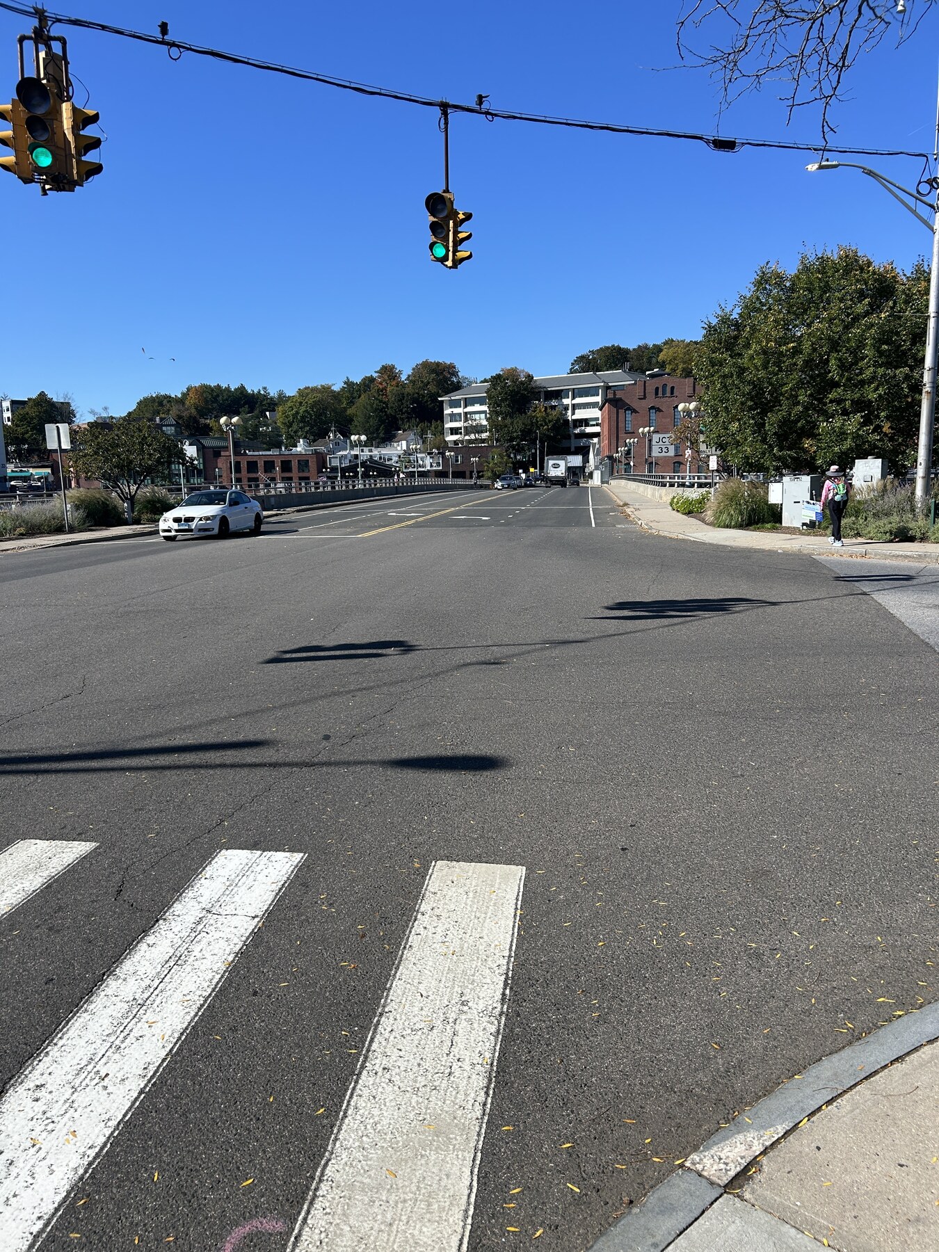 Downtown Westport View West over the Ruth Steinkraus Cohen Bridge.