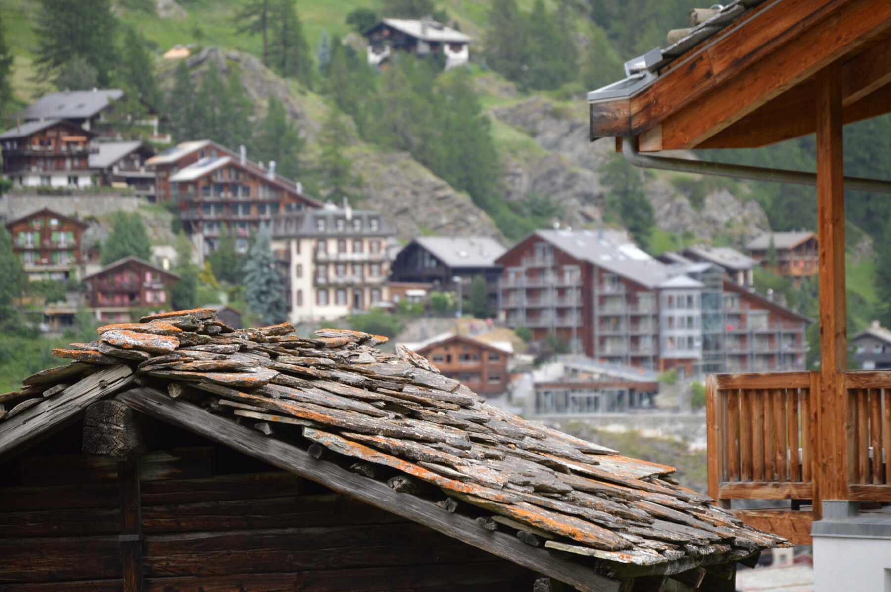 Alpine village rooftops